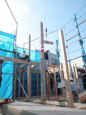 自然素材の二世帯住宅　工事状況｜愛知県名古屋市北区