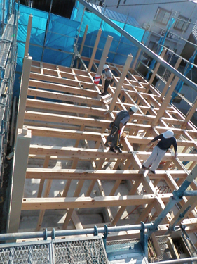 自然素材の二世帯住宅　工事状況｜愛知県名古屋市北区