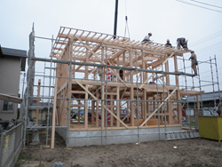 あま市美和町/土壁の家　上棟